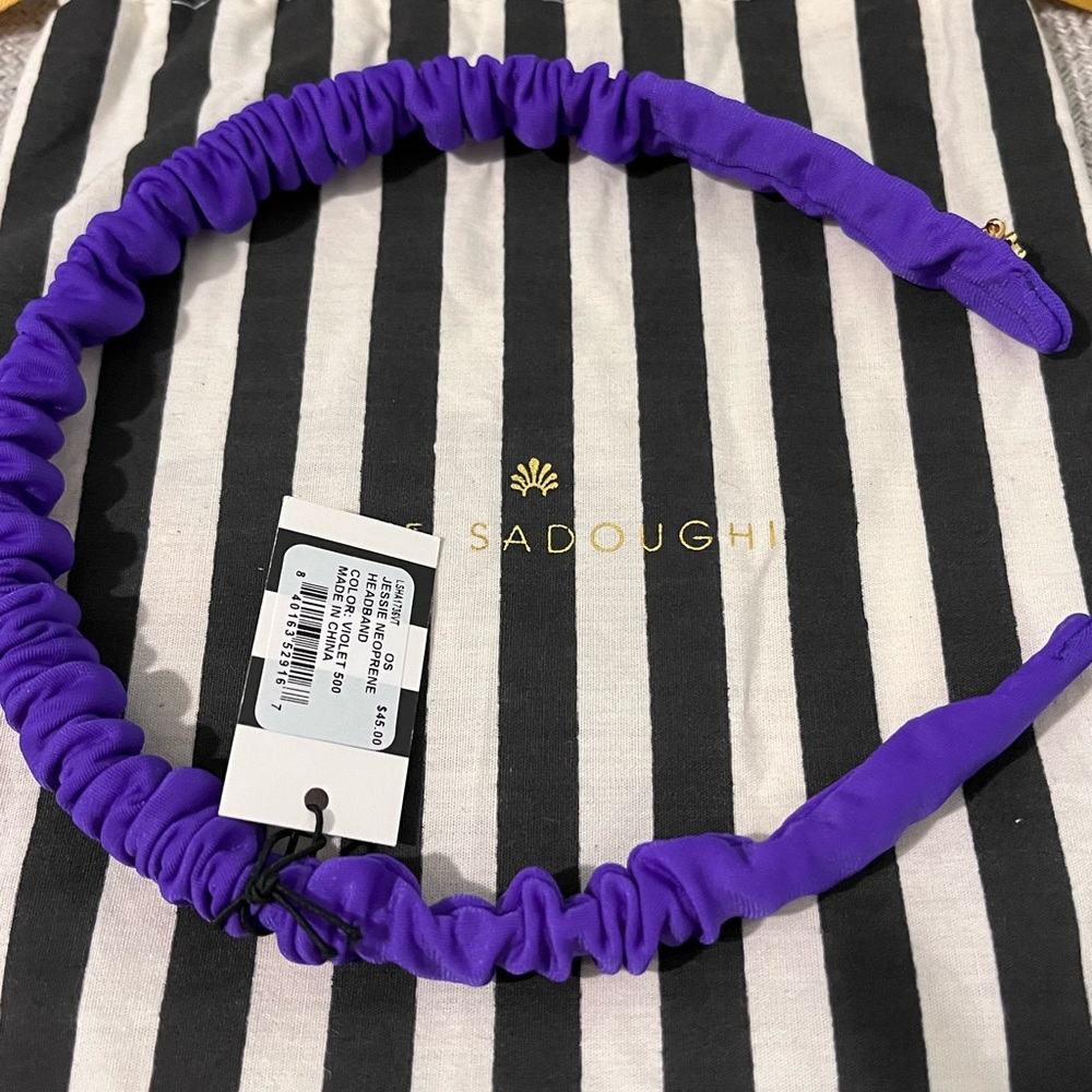 LELE SADOUGHI NWT AUTHENTIC VIOLET JESSIE RUCHED NEOPRENE SLIM HEADBAND - Picture 13 of 15